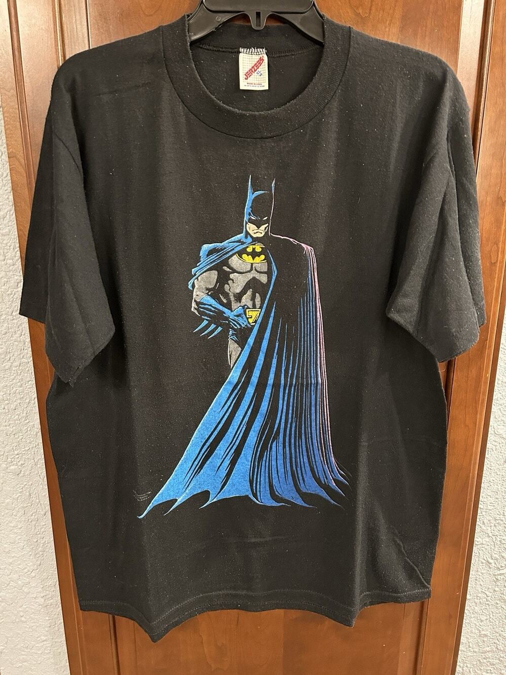 Vintage Single Stitch Jerzee USA Batman Blue Suit 1986 DC Comics T Shirt Sz XL